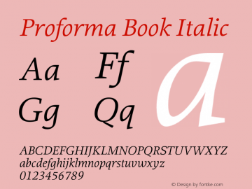 Proforma Book Italic Version 1.000;PS 1.0;hotconv 1.0.86;makeotf.lib2.5.63406图片样张