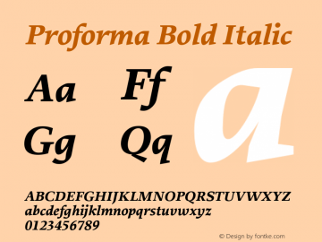 Proforma Bold Italic Version 1.000;PS 1.0;hotconv 1.0.86;makeotf.lib2.5.63406图片样张