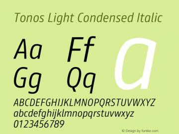 Tonos Light Condensed Italic Version 1.009图片样张