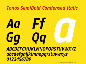 Tonos SemiBold Condensed Italic Version 1.009图片样张