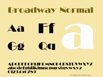 Broadway Normal 1.0 Wed May 26 20:33:27 1993 Font Sample