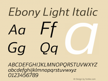 Ebony Light Italic Version 2.000;hotconv 1.0.109;makeotfexe 2.5.65596图片样张