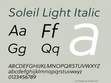 SoleilLt-Italic Version 2.000图片样张