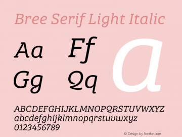 BreeSerifLt-Italic Version 1.001图片样张