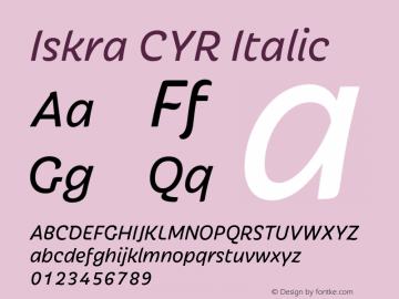 Iskra CYR Italic Version 1.001;Iskra CYR Italic图片样张