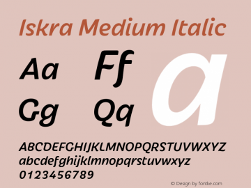 Iskra Medium Italic Version 1.001;Iskra Medium Italic图片样张
