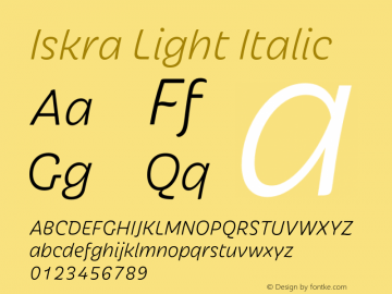 Iskra Light Italic Version 1.001;Iskra Light Italic图片样张