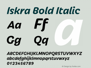 Iskra Bold Italic Version 1.001;Iskra Bold Italic图片样张