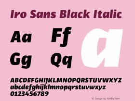 Iro Sans Black Italic Version 2.001;PS 002.001;hotconv 1.0.88;makeotf.lib2.5.64775图片样张