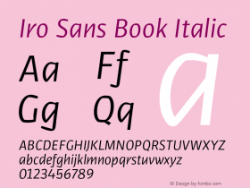 Iro Sans Book Italic Version 2.001;PS 002.001;hotconv 1.0.88;makeotf.lib2.5.64775图片样张