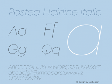 Postea Hairline Italic Version 1.000图片样张