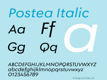 Postea Regular Italic Version 1.000图片样张