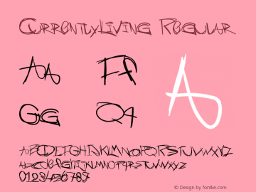 CurrentlyLiving Regular Version 1.00 April 22, 2007, initial release Font Sample