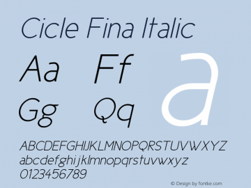 Cicle Fina Italic 001.000 Font Sample