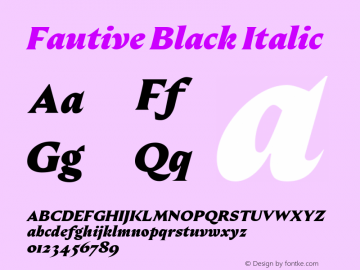 Fautive Black Italic Version 1.000;Glyphs 3.1.1 (3140)图片样张