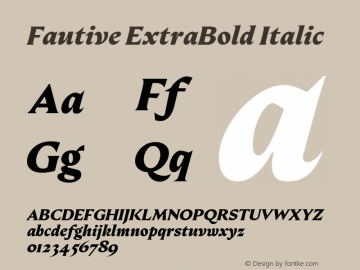 Fautive ExtraBold Italic Version 1.000;Glyphs 3.1.1 (3140)图片样张