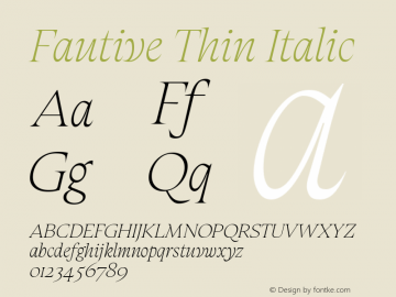 Fautive Thin Italic Version 1.000;Glyphs 3.1.1 (3140)圖片樣張