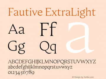 Fautive ExtraLight Version 1.000;Glyphs 3.1.2 (3150)图片样张