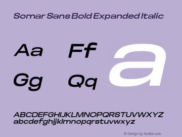 Somar Sans Bold Expanded Italic Version 1.002图片样张