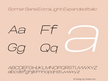 Somar Sans ExtraLight Expanded Italic Version 1.002;hotconv 1.0.109;makeotfexe 2.5.65596图片样张