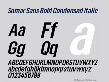 Somar Sans Bold Condensed Italic Version 1.002图片样张
