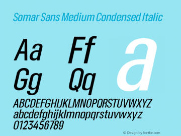 Somar Sans Medium Condensed Italic Version 1.002图片样张