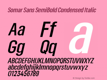 Somar Sans SemiBold Condensed Italic Version 1.002图片样张