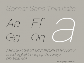 Somar Sans Thin Italic Version 1.002图片样张