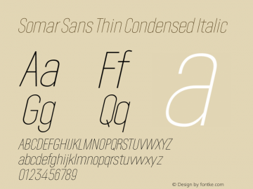 Somar Sans Thin Condensed Italic Version 1.002图片样张