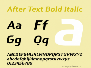 After Text Bold Italic Version 2.100 Font Sample