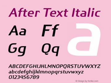 After Text Italic Version 2.100 Font Sample
