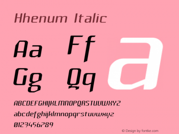 Hhenum Italic Version 1.0图片样张