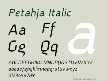 Petahja Italic Version 1.1图片样张