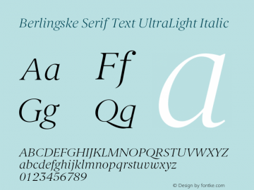 Berlingske Serif Text UltraLight Italic Version 2.000图片样张