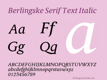 Berlingske Serif Text Regular Italic Version 2.000; ttfautohint (v1.4)图片样张