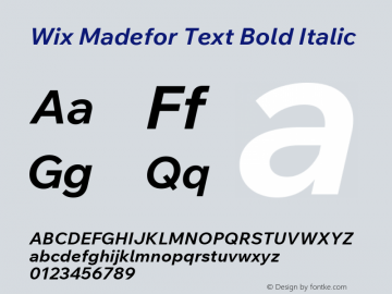 Wix Madefor Text Bold Italic Version 3.000图片样张