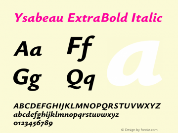 Ysabeau ExtraBold Italic Version 2.000;gftools[0.9.27.dev2+g8671c4b]图片样张