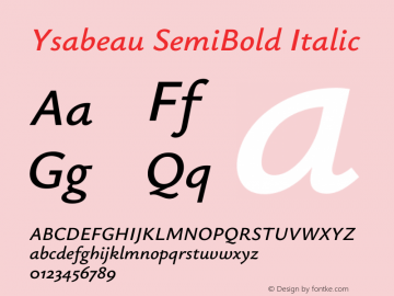 Ysabeau SemiBold Italic Version 2.000;gftools[0.9.27.dev2+g8671c4b]图片样张