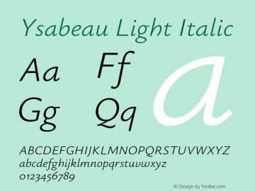 Ysabeau Light Italic Version 2.000;gftools[0.9.27.dev2+g8671c4b]图片样张