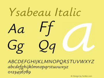 Ysabeau Italic Version 2.000;gftools[0.9.27.dev2+g8671c4b]图片样张
