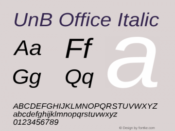 UnB Office Italic Version 1.00图片样张