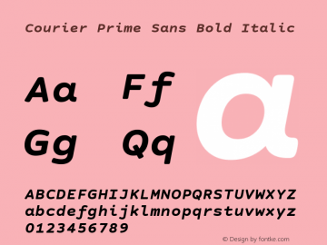 Courier Prime Sans Bold Italic Version 3.020图片样张