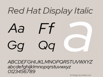 Red Hat Display Italic Version 1.003;hotconv 1.0.109;makeotfexe 2.5.65596图片样张