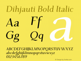Dihjauti Bold Italic Version 1.0.0图片样张
