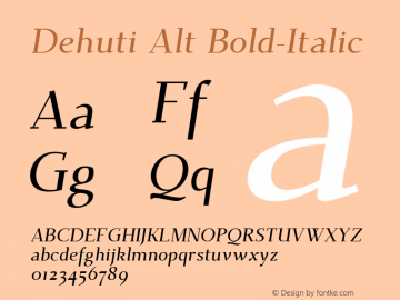 Dehuti Alt Bold Italic Version 1.2图片样张