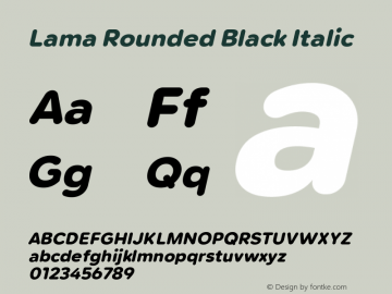 Lama Rounded Black Italic Version 1.000图片样张