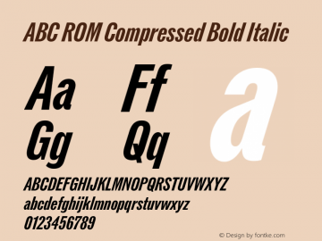 ABC ROM Compressed Bold Italic Version 1.000图片样张
