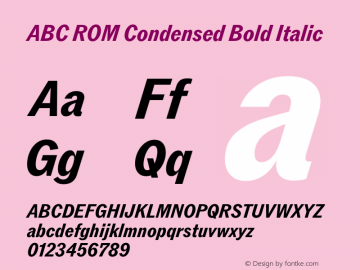 ABC ROM Condensed Bold Italic Version 1.000图片样张