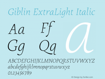 Giblin ExtraLight Italic Version 2.004 | web-font图片样张