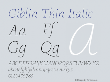 Giblin Thin Italic Version 2.004 | web-font图片样张